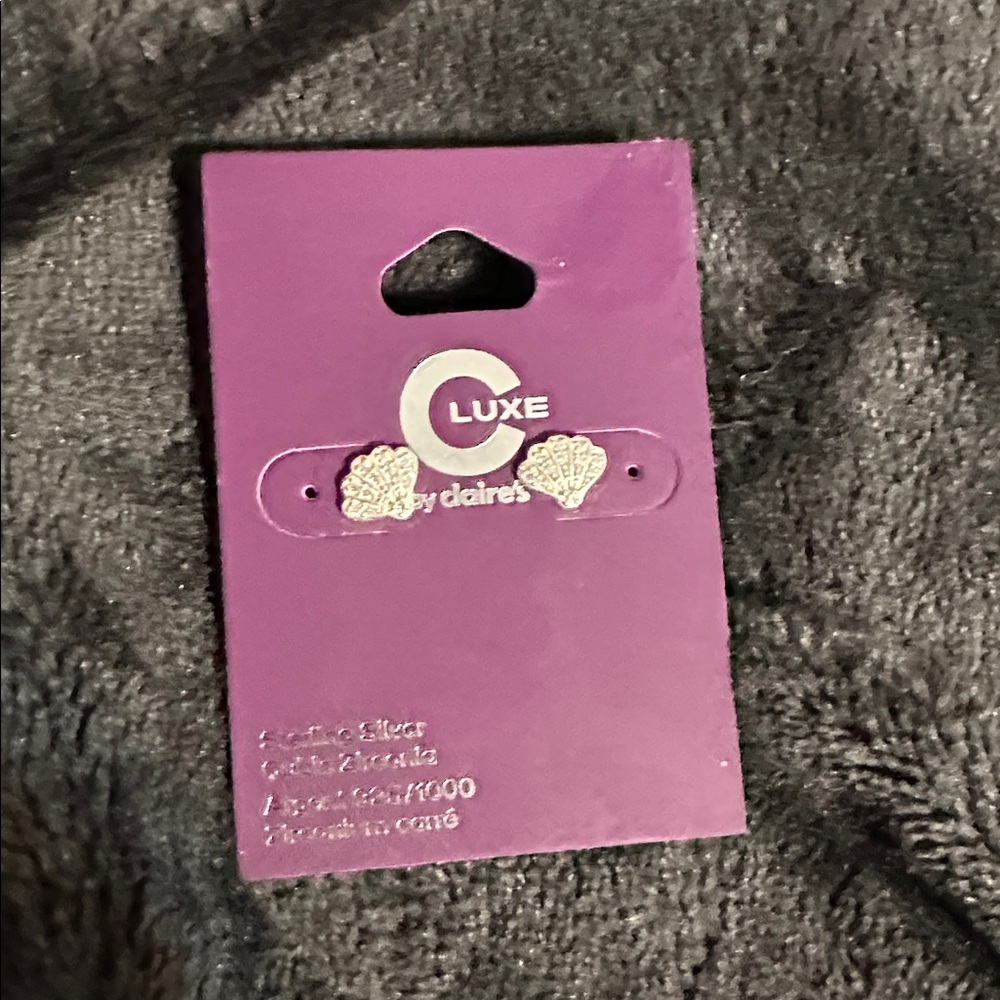 Sterling Silver Claire's Luxe Shell Earrings with Cubic Zirconia